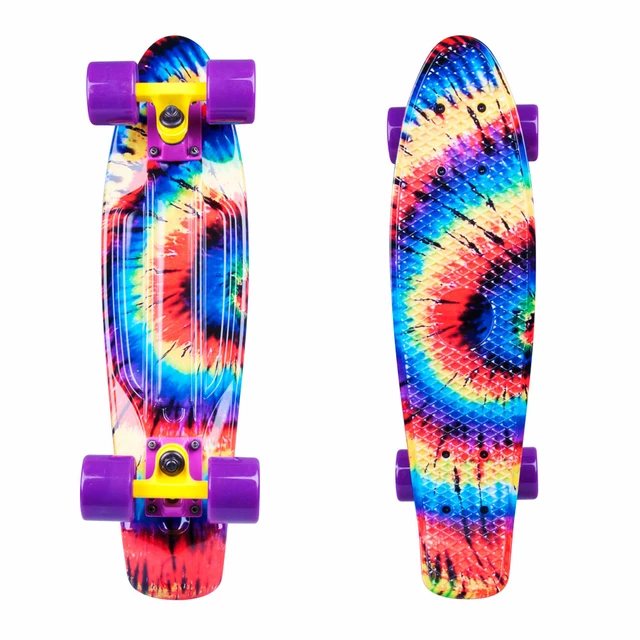 Deskorolka typu FISZKA marki WORKER Colory 22" ABEC-11 ∙ trucki aluminiowe ∙ waga 1,85 kg ∙ nośność 90 kg ∙ deska PP antypoślizgowa - Acid Rainbow (tęczowy) - Acid Rainbow (tęczowy)
