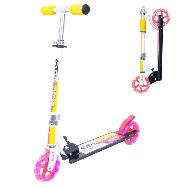 Hulajnoga składana WORKER Cirky ∙ niebieska ∙ świecące koła LED ∙ nośność 50 kg ∙ regulowana kierownica 68-88 cm - Niebieski - Żółty