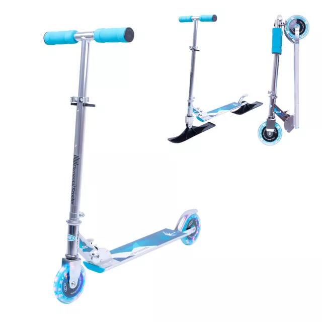 Hulajnoga dla dzieci WORKER Snow Spider PRO 2w1 ∙ kółka LED ∙ płozy na śnieg ∙ nośność 60 kg ∙ regulowana kierownica