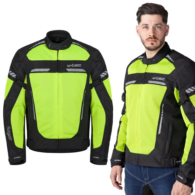 Męska kurtka motocyklowa letnia W-TEC Saigair - Fluo Yellow-Black - Fluo Yellow-Black