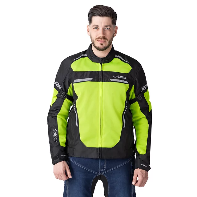 Męska kurtka motocyklowa letnia W-TEC Saigair - Fluo Yellow-Black