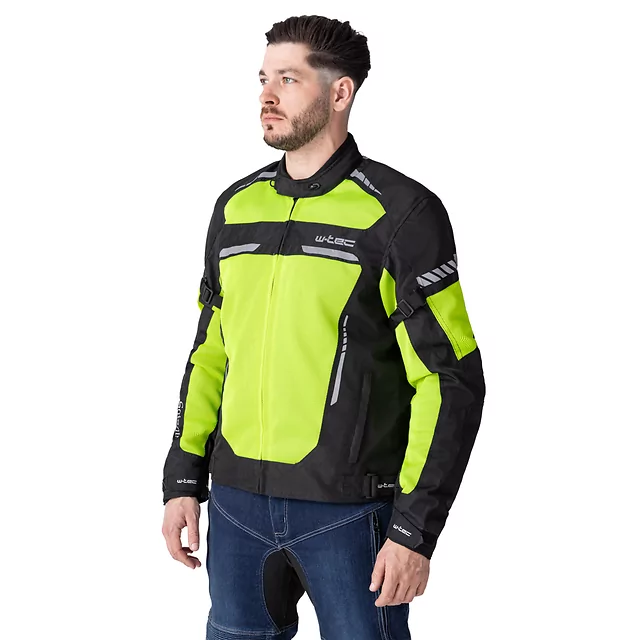 Męska kurtka motocyklowa letnia W-TEC Saigair - Fluo Yellow-Black