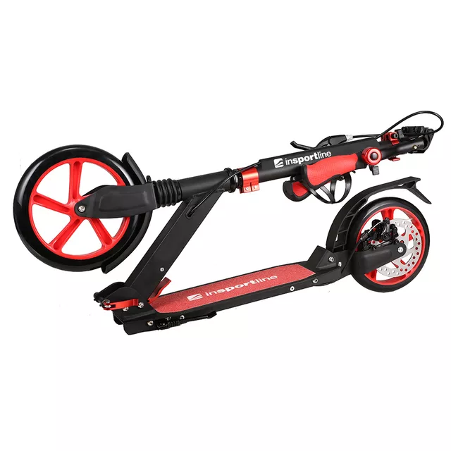 Hulajnoga miejska inSPORTline Discola ∙ amortyzacja ∙ hamulec tarczowy + nożny ∙ koła 230/200 mm ∙ nośność 100 kg ∙ rama aluminiowa - Czerwony