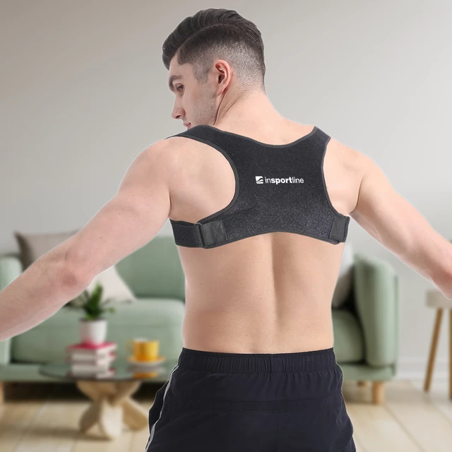 Korektor postawy (ortopedyczny) inSPORTline Postcor ∙ regulacja ∙ perforowany ∙ komfortowy - Czarny