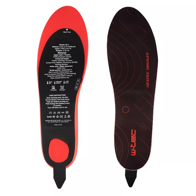 Grzejące wkładki do butów W-TEC Dinaro ∙ akumulator 2x3200 mAh ∙ ogrzewanie do 12 h ∙ regulacja pilotem ∙ równomierne ciepło ∙ EVA i PU