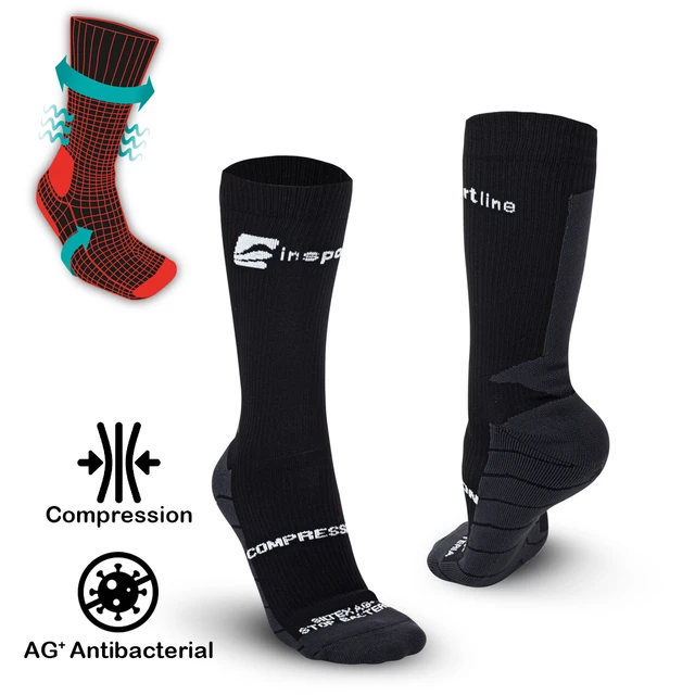 Skarpety kompresyjne inSPORTline Compagio AG+ ∙ unisex ∙ antybakteryjne ∙ Siltex AG+ ∙ odprowadzanie potu ∙ elastyczne