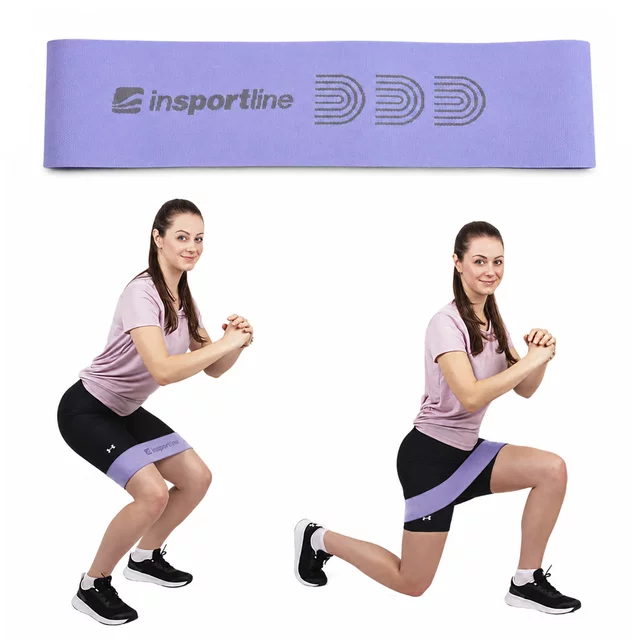 Taśma oporowa / opaska ∙ inSPORTline Hiplop L ∙ 22 kg oporu ∙ 8 cm szeroka ∙ antypoślizgowa - Fioletowy