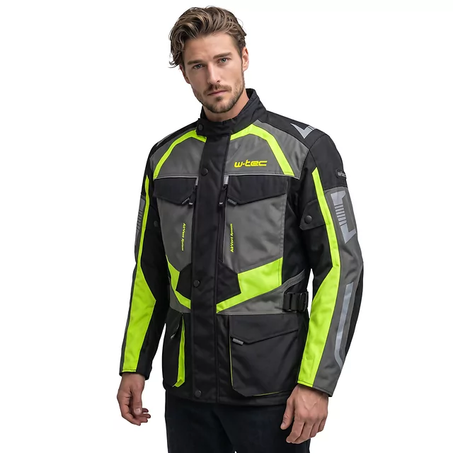 Męska kurtka motocyklowa W-TEC Burdys Evo - Czarno-szaro-czerwony