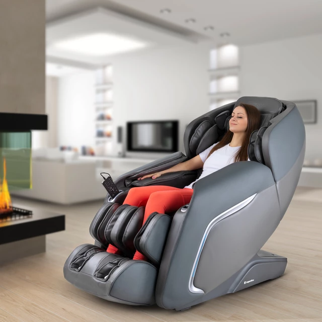 Fotel do relaksu inSPORTline Carlita ∙ masaż mechaniczny + powietrzny ∙ ogrzewanie podczerwienią ∙ sterowanie głosowe ∙ Bluetooth - Antracyt