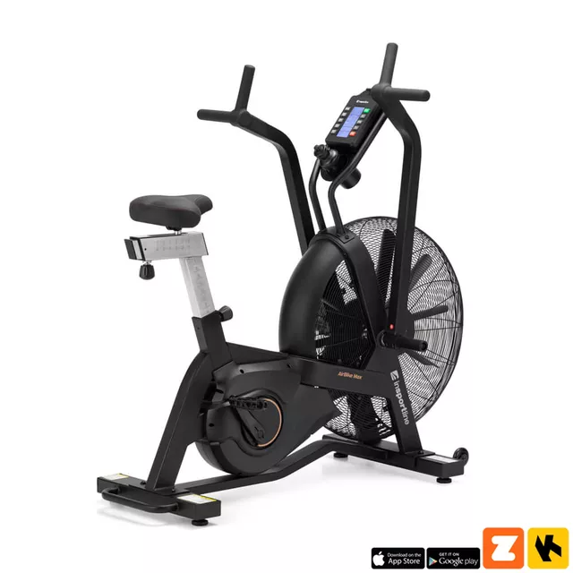 Profesjonalny rower treningowy powietrzny inSPORTline Airbike® Max ∙ nośność 160 kg ∙ regulowane siodełko ∙ 7 programów ∙ wyświetlacz LCD ∙ uchwyt na tablet - Czarny - Czarny