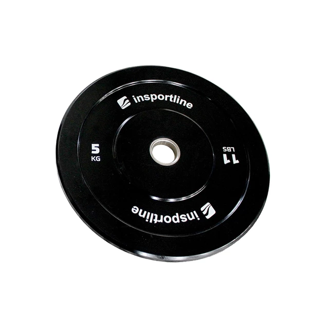 Obciążenie gumowe inSPORTline Bumper Plate Lite 5 kg ∙ żeliwo chromowane ∙ otwór olimpijski 50 mm ∙ odporne na uderzenia ∙ gumowane