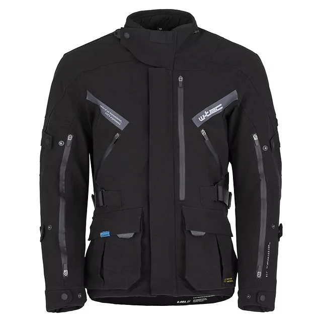 Męska kurtka motocyklowa W-TEC Nykolas ∙ 100% wodoodporna ∙ wyjmowana podpinka termiczna - Czarny