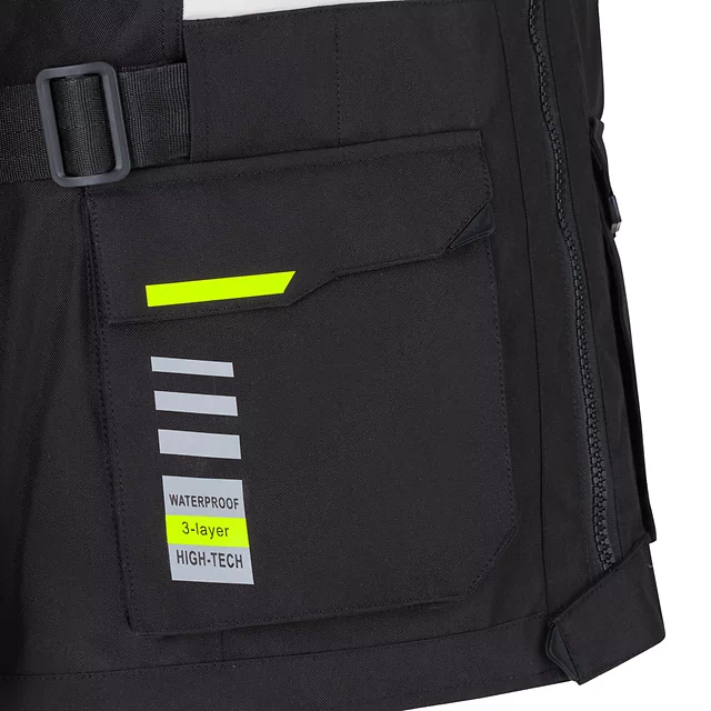 Kurtka motocyklowa W-TEC Warao ∙ wodoodporna ∙ oddychająca ∙ ochraniacze ce ∙ kieszenie wielofunkcyjne ∙ odblaski - Czarny-fluo