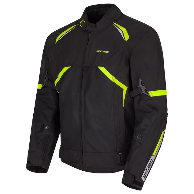Kurtka motocyklowa W-TEC Timuco ∙ protektory CE level 2 ∙ wodoodporna membrana ∙ wentylacja ∙ odblaski ∙ podszewka mesh - Czarny-fluo