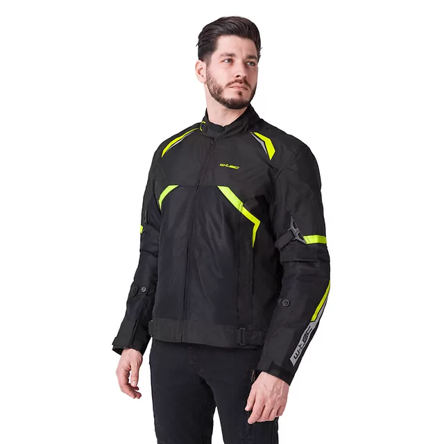 Kurtka motocyklowa W-TEC Timuco ∙ protektory CE level 2 ∙ wodoodporna membrana ∙ wentylacja ∙ odblaski ∙ podszewka mesh - Czarny-fluo