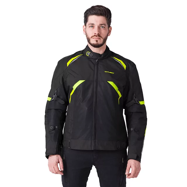 Kurtka motocyklowa W-TEC Timuco ∙ protektory CE level 2 ∙ wodoodporna membrana ∙ wentylacja ∙ odblaski ∙ podszewka mesh - Czarny-fluo