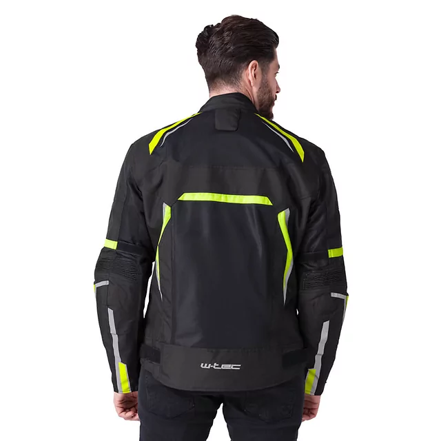 Kurtka motocyklowa W-TEC Timuco ∙ protektory CE level 2 ∙ wodoodporna membrana ∙ wentylacja ∙ odblaski ∙ podszewka mesh - Czarny-fluo
