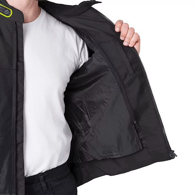 Kurtka motocyklowa W-TEC Timuco ∙ protektory CE level 2 ∙ wodoodporna membrana ∙ wentylacja ∙ odblaski ∙ podszewka mesh - Czarny-fluo