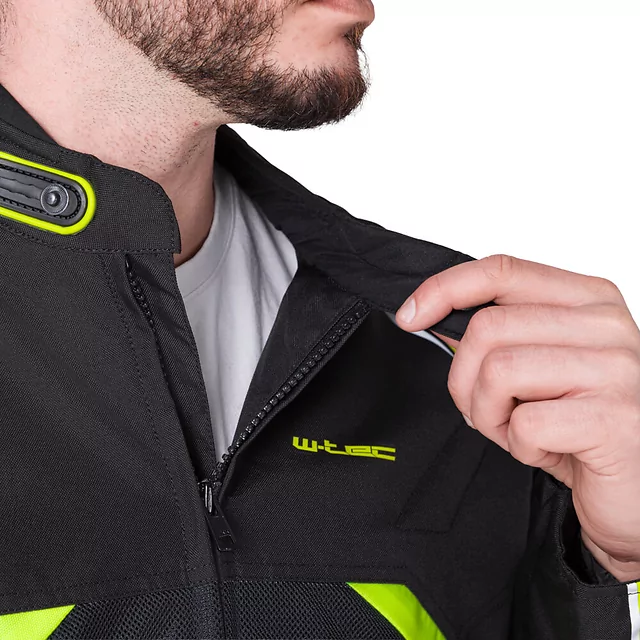 Kurtka motocyklowa W-TEC Timuco ∙ protektory CE level 2 ∙ wodoodporna membrana ∙ wentylacja ∙ odblaski ∙ podszewka mesh - Czarny-fluo