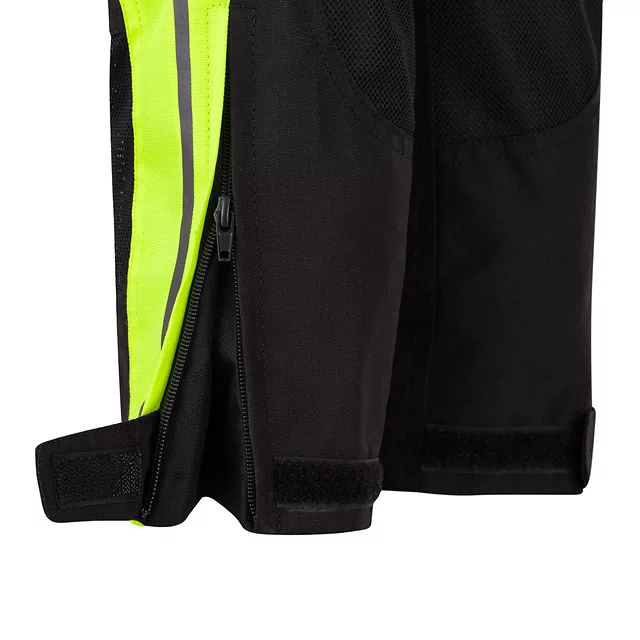 Regulowane dziecięce spodnie motocyklowe W-TEC Pinapoco ∙ ochraniacze kolan EN 1621-1 ∙ wentylacja mesh∙ odblaski ∙ zamek do kurtki - Czarny-fluo