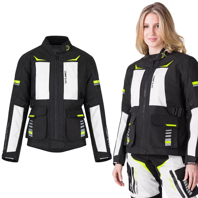 Damska kurtka motocyklowa W-TEC Warao Lady ∙ ochraniacze ce ∙ wentylacja airvent ∙ wypinana podpinka ∙ elementy odblaskowe - Czarny-fluo - Czarny-fluo