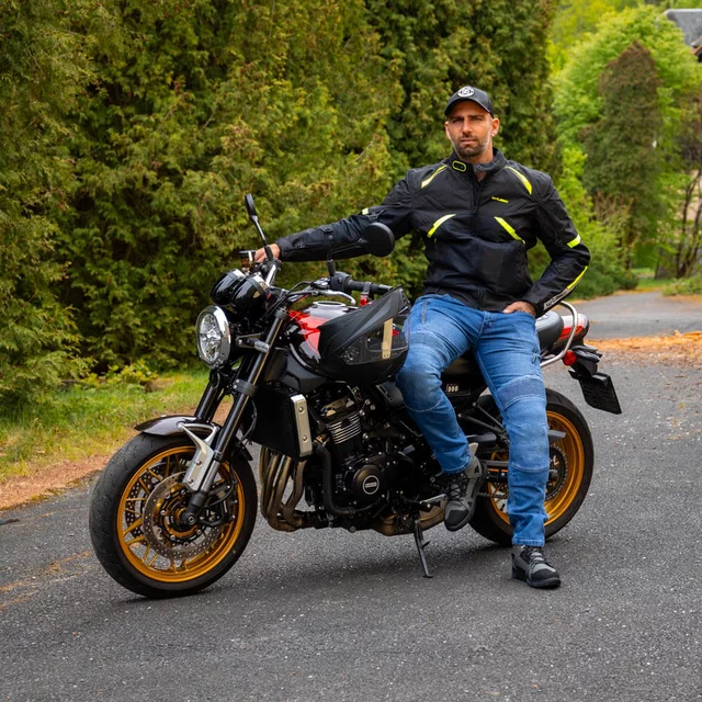 Kurtka motocyklowa W-TEC Timuco ∙ protektory CE level 2 ∙ wodoodporna membrana ∙ wentylacja ∙ odblaski ∙ podszewka mesh - Czarny-fluo