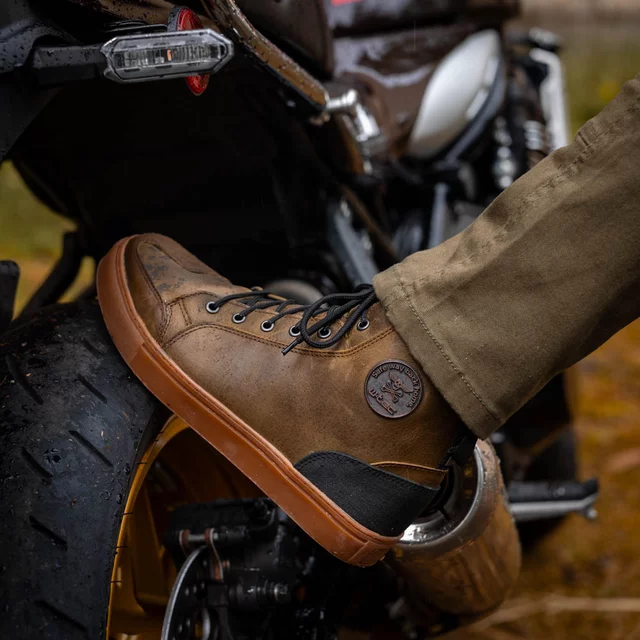 Męskie skórzane buty motocyklowe W-TEC Fred - Brąz śródziemnomorski