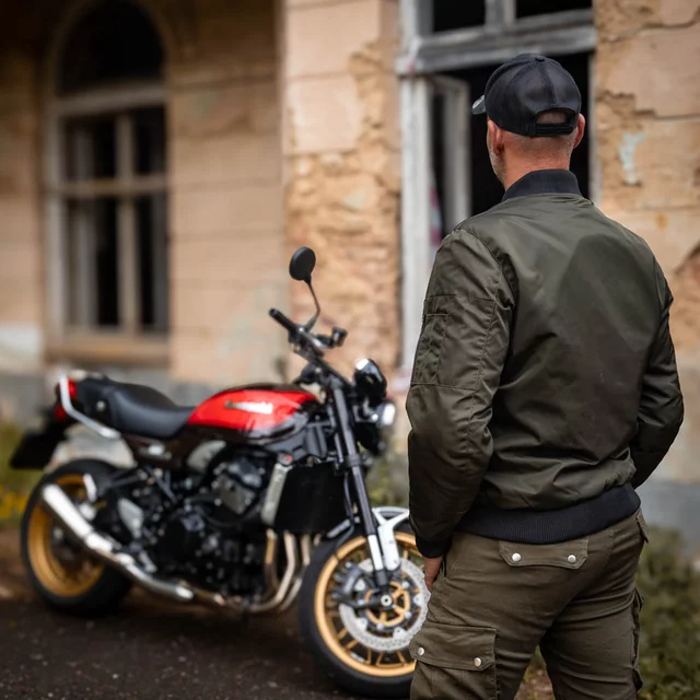 Kurtka motocyklowa W-TEC Caravago ∙ ochraniacze CE level 1 typ B ∙ kieszeń na ochraniacz pleców ∙ elastyczne ściągacze - Zielony