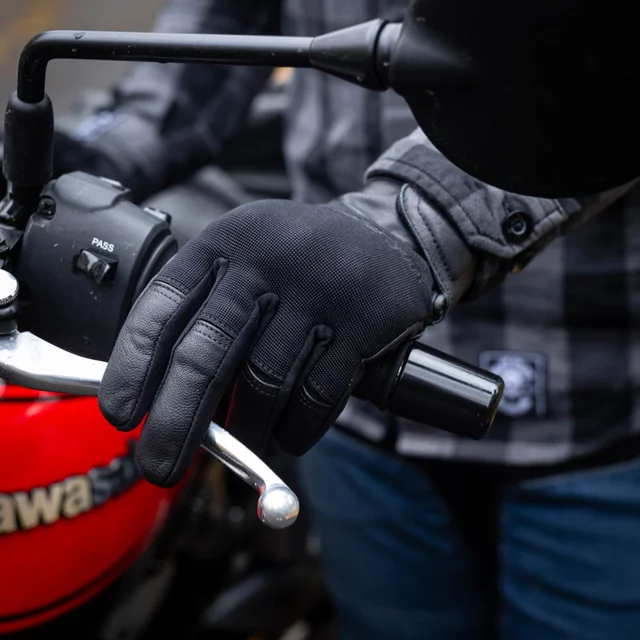 Rękawice motocyklowe W-TEC Struge ∙ lekkie skórzane ∙ ochrona kostek i dłoni ∙ podwójna skóra wewnętrzna ∙ mankiet rzepowy - Czarny