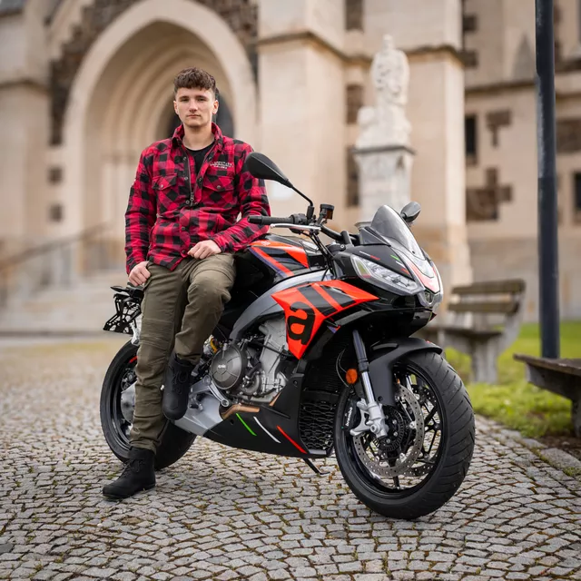 Koszula motocyklowa W-TEC Black Heart Reginald z aramidem - Czerwono-czarny