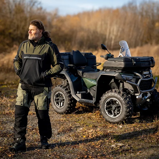 Męska kurtka motocyklowa W-TEC Annorack ∙ Softshell ∙ ochraniacze CE ∙ wentylacja - khaki-czarny