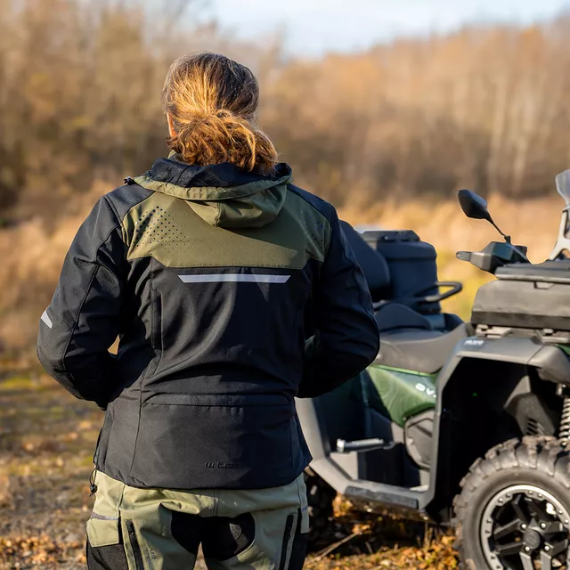 Męska kurtka motocyklowa W-TEC Annorack ∙ Softshell ∙ ochraniacze CE ∙ wentylacja - khaki-czarny