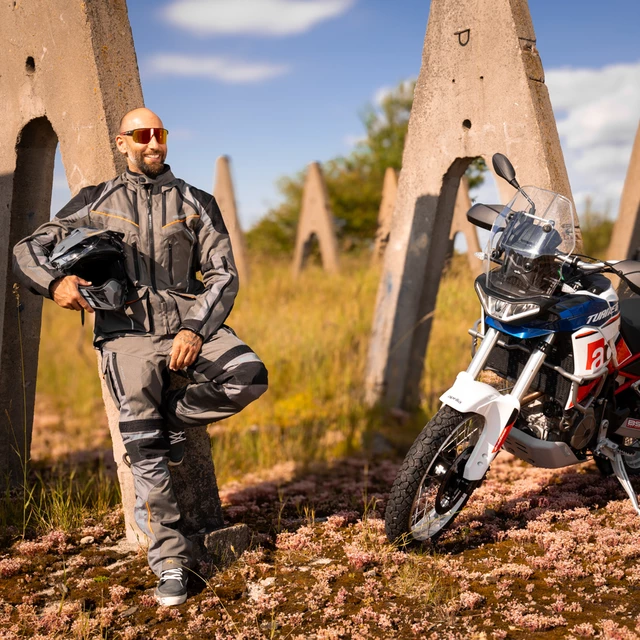 Turystyczna kurtka motocyklowa W-TEC Smackton - czarno-szaro-pomarańczowy