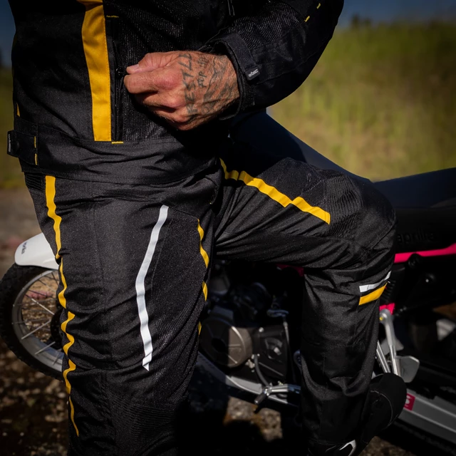 Męskie letnie spodnie motocyklowe W-TEC Toranio - Czarno-żółty
