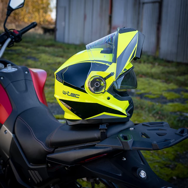 Kask motocyklowy pełny W-TEC Banelmeda - szaro-czarno-fluo żółty