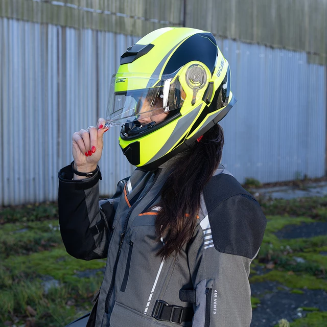 Kask motocyklowy pełny W-TEC Banelmeda - szaro-czarno-fluo żółty