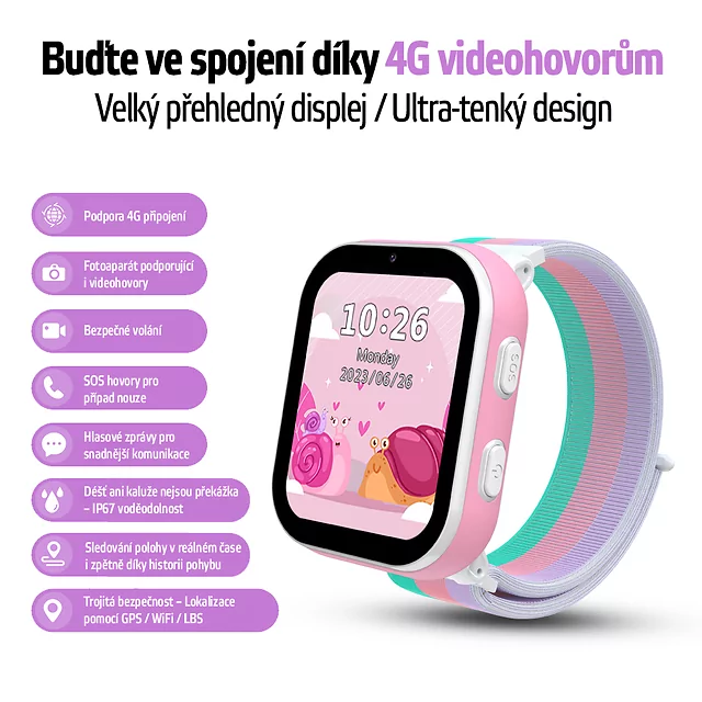 Smartwatch dziecięcy inSPORTline Cubbio ∙ wymienne ramki ∙ śledzenie GPS ∙ przycisk SOS ∙ połączenia głosowe ∙ IP 67 ∙ karta SIM - Biały
