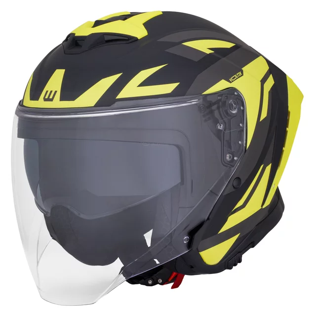 Kask motocyklowy W-TEC Voltik Graphic ∙ blenda przeciwsłoneczna ∙ wentylacja ∙ wyjmowana wyściółka ∙ homologacja ECE 22.06 - Żółty