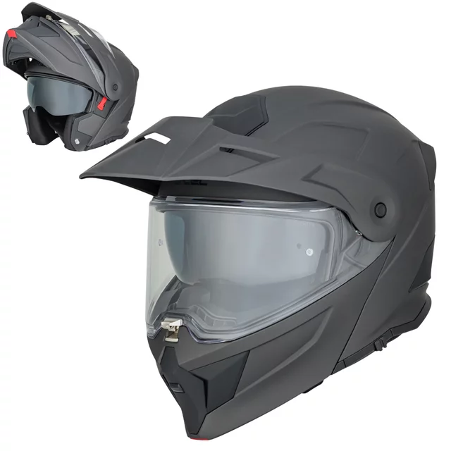 Kask motocyklowy 3w1 W-TEC Neovu ∙ blenda przeciwsłoneczna ∙ daszek demontowalny ∙ wentylacja - Szary - Szary