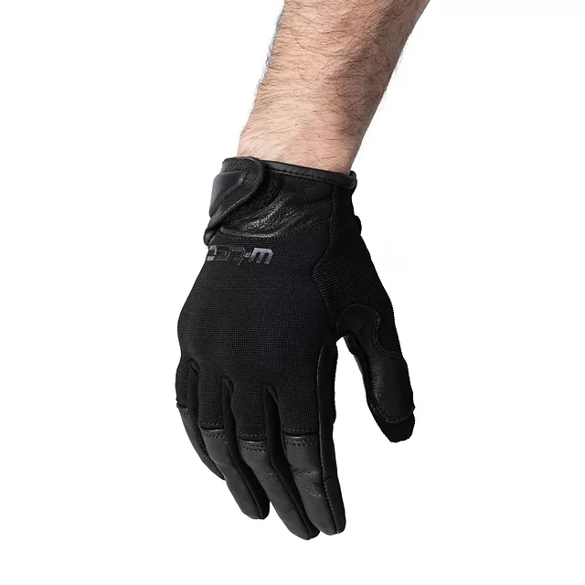 Rękawice motocyklowe W-TEC Struge ∙ lekkie skórzane ∙ ochrona kostek i dłoni ∙ podwójna skóra wewnętrzna ∙ mankiet rzepowy - Czarny