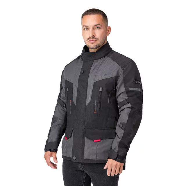 Męska kurtka motocyklowa W-TEC Xeniaq ∙ ochraniacze CE ∙ membrana wodoodporna ∙ podpinka termo ∙ AirVent - Czarno-szary