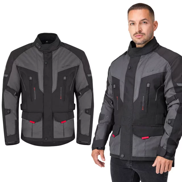 Męska kurtka motocyklowa W-TEC Xeniaq ∙ ochraniacze CE ∙ membrana wodoodporna ∙ podpinka termo ∙ AirVent - Czarno-szary