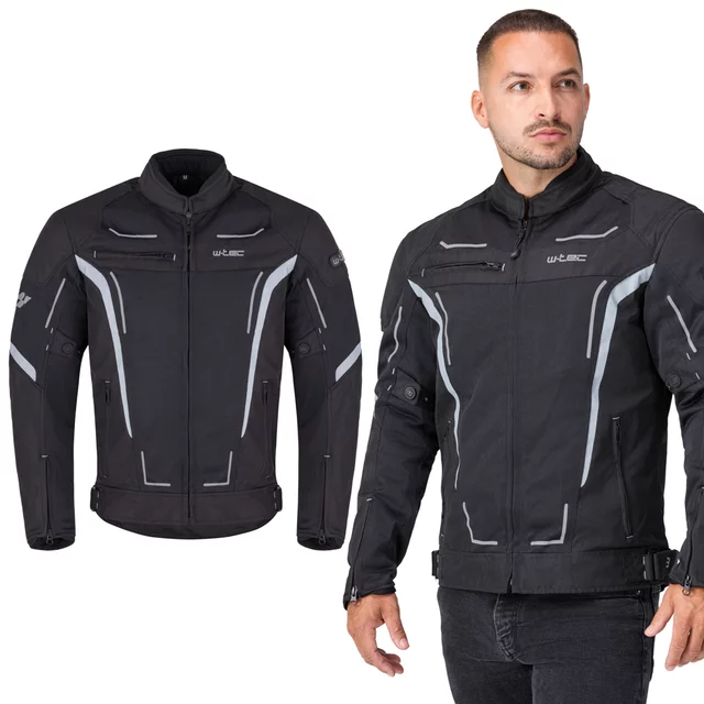 Letnia męska kurtka motocyklowa W-TEC Mirelio ∙ wentylacja AirVent ∙ ochraniacze CE ∙ membrana wodoodporna - Czarny-fluo - Czarno-szary