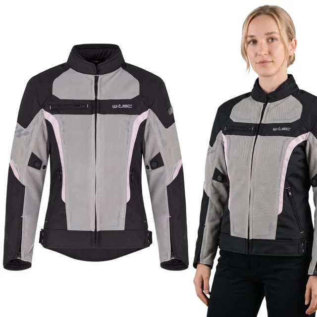 Letnia damska kurtka motocyklowa W-TEC Mirelia ∙ system AirVent ∙ protektory CE ∙ odpinana membrana ∙ elementy odblaskowe Visionight - czarno-szary-fluo - czarno-szaro-różowy