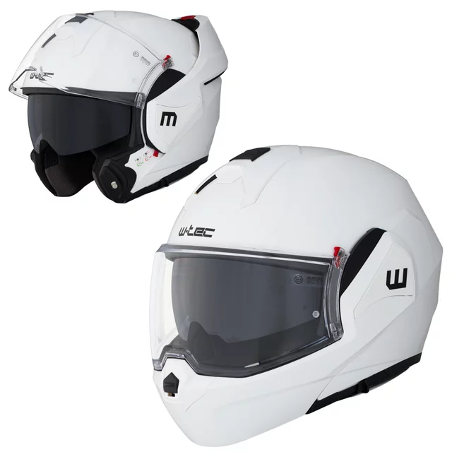 Kask motocyklowy szczękowy W-TEC Sabron P/J ∙ blenda przeciwsłoneczna ∙ system wentylacji ∙ wyjmowana wyściółka - Biała perła - Biała perła