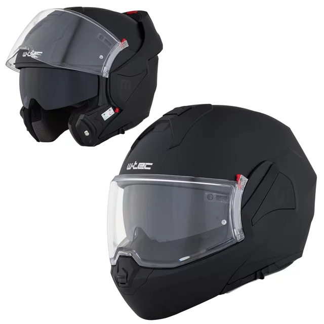 Kask motocyklowy szczękowy W-TEC Sabron P/J ∙ blenda przeciwsłoneczna ∙ system wentylacji ∙ wyjmowana wyściółka - Biała perła - Black Matt