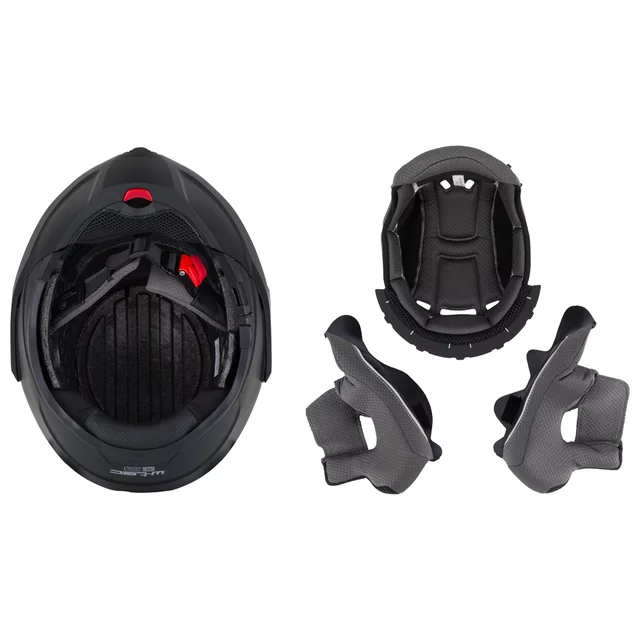 Kask motocyklowy szczękowy W-TEC Sabron P/J ∙ blenda przeciwsłoneczna ∙ system wentylacji ∙ wyjmowana wyściółka - Biała perła