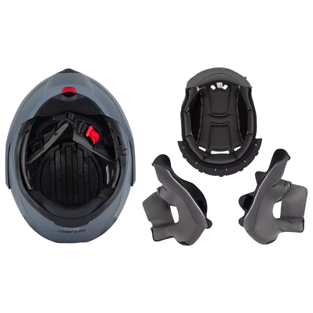 Kask motocyklowy szczękowy W-TEC Sabron P/J ∙ blenda przeciwsłoneczna ∙ system wentylacji ∙ wyjmowana wyściółka - Biała perła