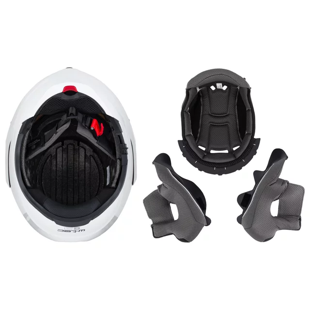 Kask motocyklowy szczękowy W-TEC Sabron P/J ∙ blenda przeciwsłoneczna ∙ system wentylacji ∙ wyjmowana wyściółka - Biała perła