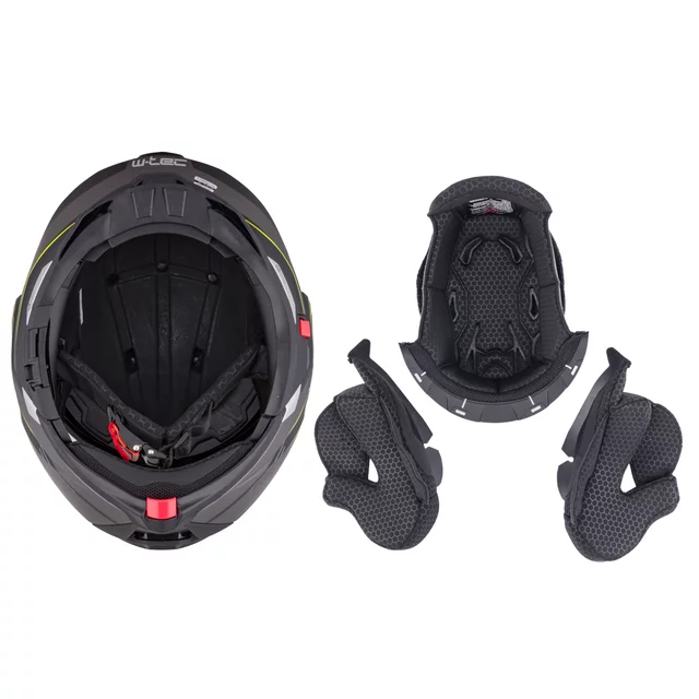 Kask motocyklowy szczękowy W-TEC Zoroz P/J ∙ wizjer pinlock ∙ osłona przeciwsłoneczna ∙ wentylacja - Błyszczący trójkolorowy